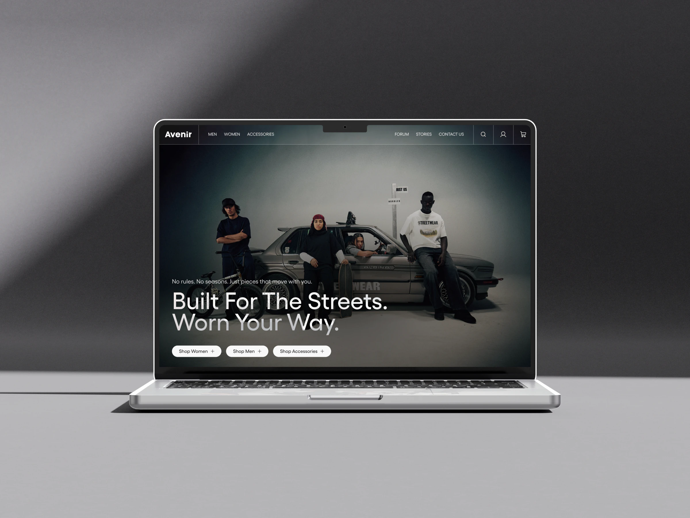 Avenir interface design shown on screen
